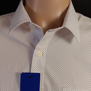 APT.9 MENS PREMIER FLEX UNTUCKED FIT -XXL WHITE/BLACK POLKA DOT SHIRT
